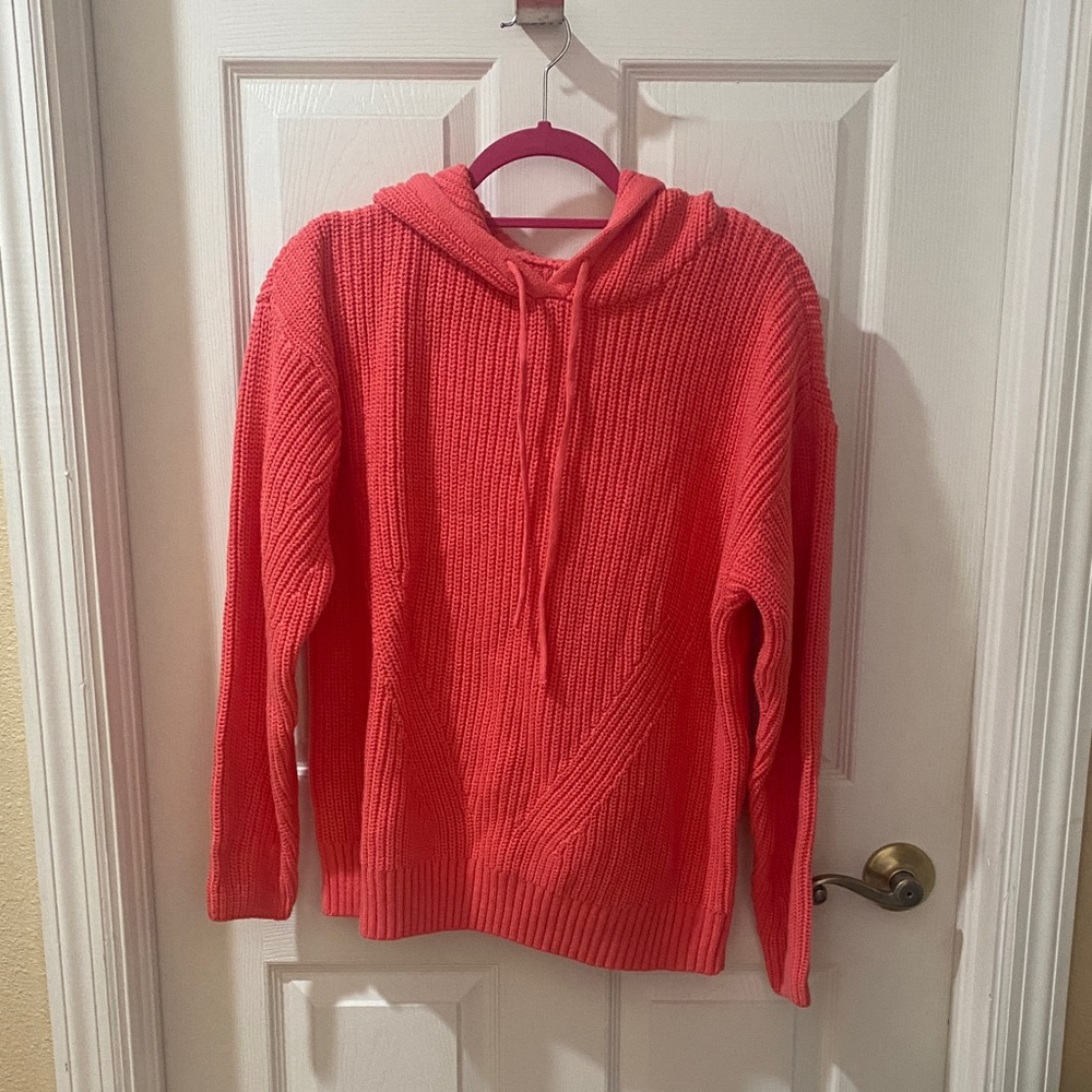 Style & Co. Vibrant Coral Hooded Sweater